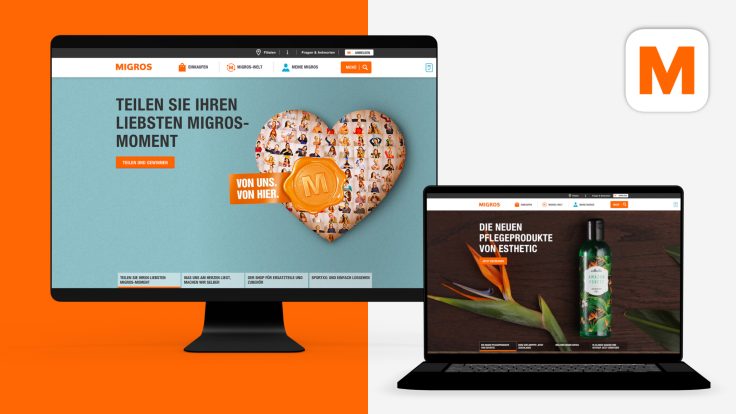 Two screens showing different subpages of the Migros website