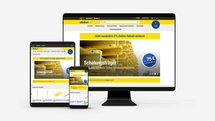 Diffrent Screen showing the Doka website
