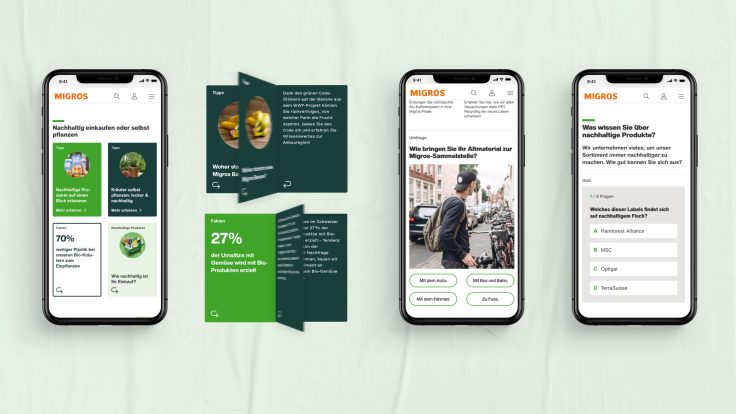 Overview Migros quiz and information on the topic of sustainability