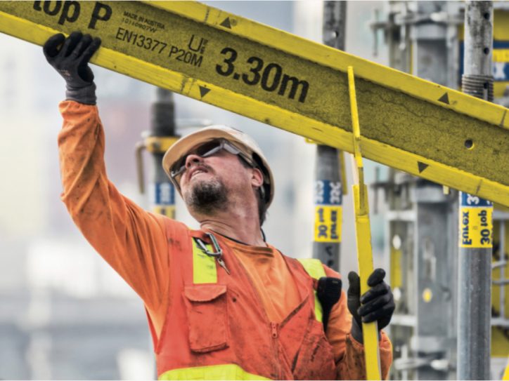 A construction worker during work