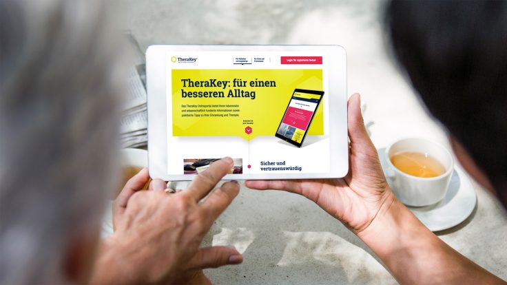 A tablet showing the new TheraKey website