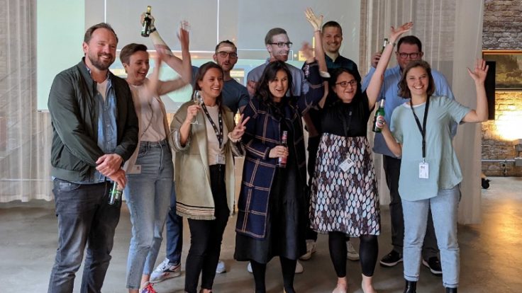 The IBM iX team celebrating their win at the BMC Award 2022