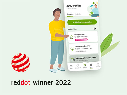 Barmer App Illustration with the Red Dot Winner Logo, Thumbnail