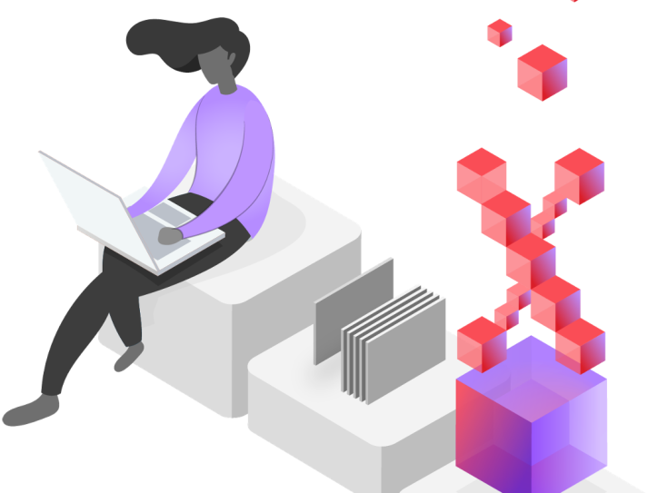 Illustration of a person with a laptop
