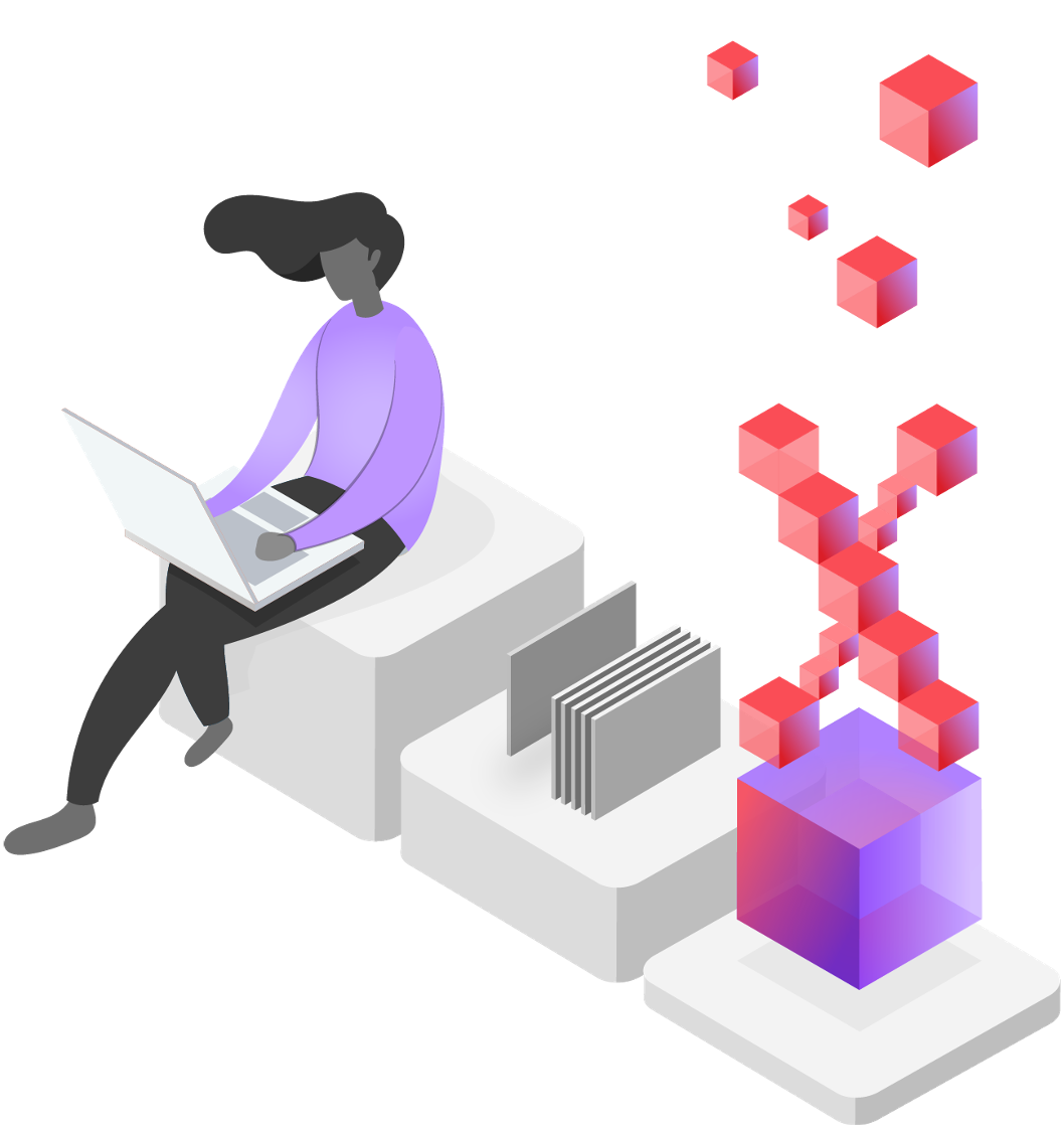Illustration of a person with a laptop