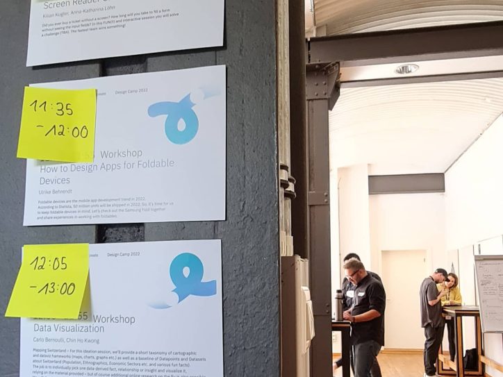 Workshop schedule for the Design Camp