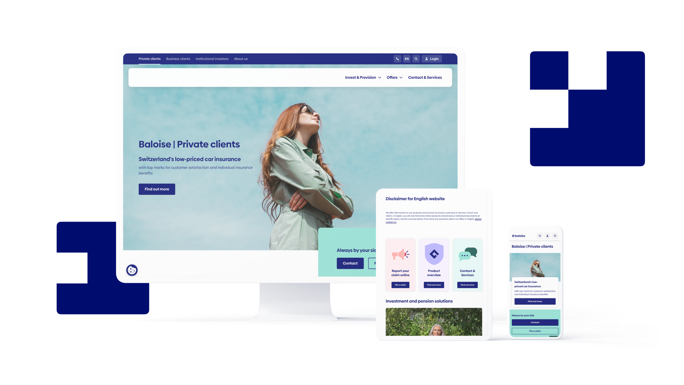 Baloise Webseite Desktop, Tablet, Smartphone