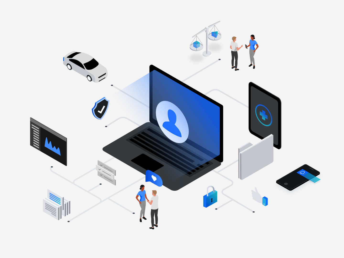 Data moving from one source to another.