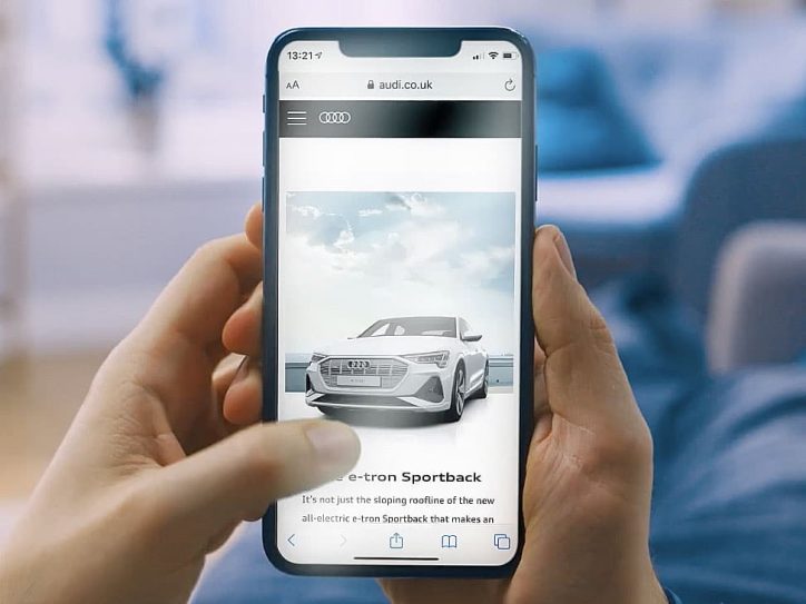 View of an Audi on a smartphone screen.