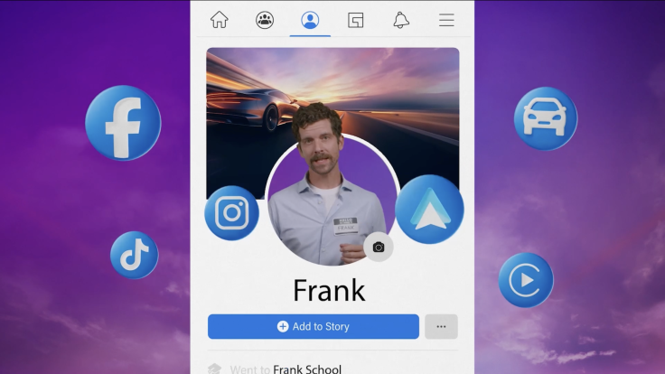 An illustration depicting a phone screen encircled by various social media icons, representing the concept of customer data in the automotive industry