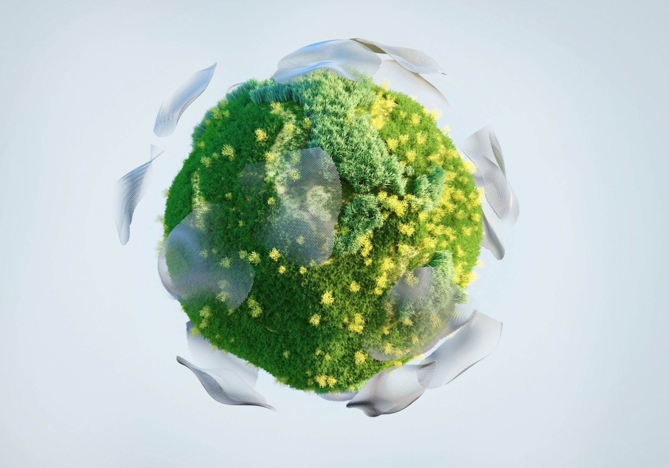Image depicting a green sphere, symbolizing sustainability. 