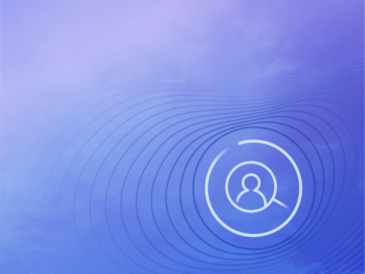 A magnifying glass displayed on a blue background symbolizing Customer Data Platform.