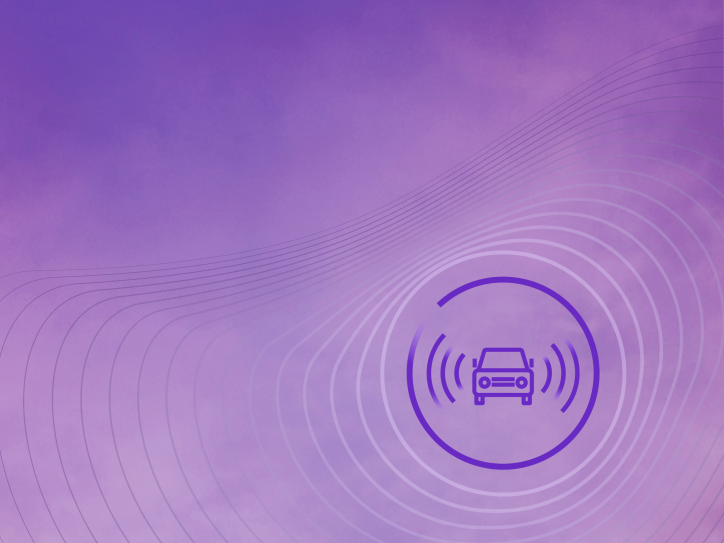 Car displayed against a purple background symbolizing SDV.